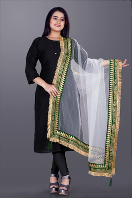 SKYVILLA Net Solid Women Dupatta