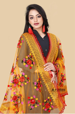 DHARMEE Net Embroidered Women Dupatta