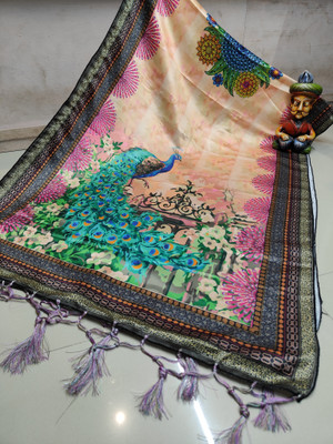 Bloviate Silk Blend Solid, Printed Women Dupatta