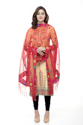 A R SILK Organza Embroidered Women Dupatta