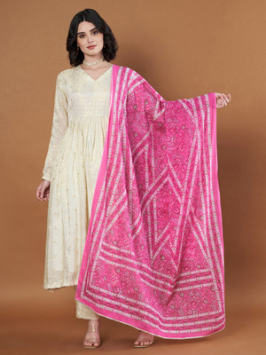 AKSHADEEP Cotton Blend Printed Women Dupatta