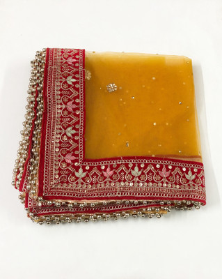 MS CREATIONS Net Embellished, Embroidered Women Dupatta