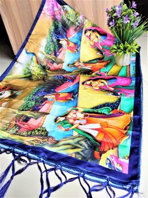 Bloviate Silk Blend Solid, Printed Women Dupatta