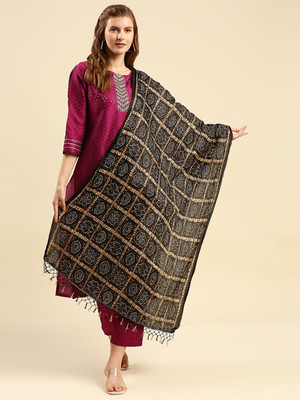 DUPATTA BAZAAR Silk Blend Checkered Women Dupatta