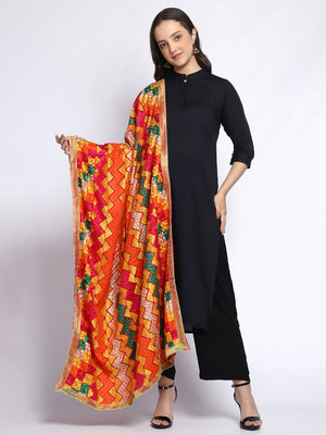 WEAVERS VILLA Polyester, Silk Blend Embroidered Women Dupatta