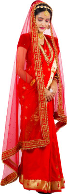 Radha Rang Wedding & Bridal Dupatta Net Embroidered Women Dupatta