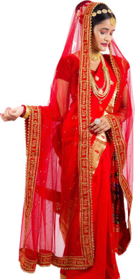 DRJ Sarees Net Embellished, Embroidered Women Dupatta