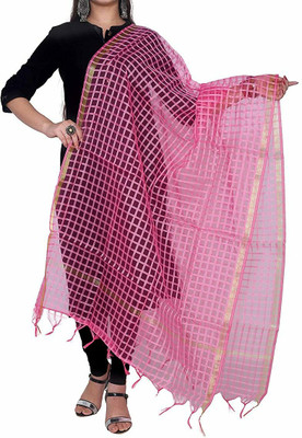 AVINZO Net Checkered Women Dupatta