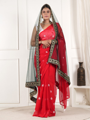 A R SILK DUPATTA HUB Net Embroidered Women Dupatta