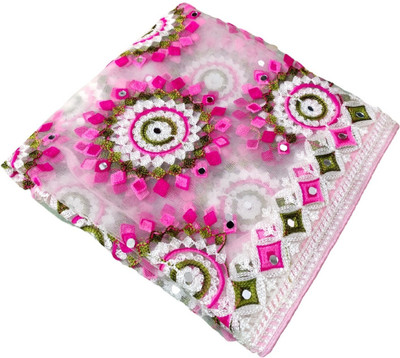 DHARMEE Net Embroidered Women Dupatta