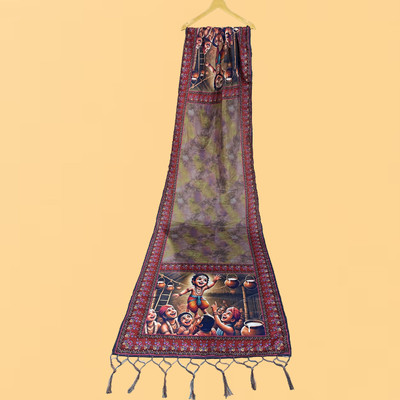 Bloviate Silk Blend Printed, Applique Women Dupatta