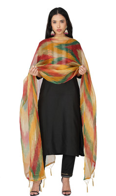 SNEHPRABHA Silk Blend, Organza Striped, Printed, Woven, Self Design Women Dupatta