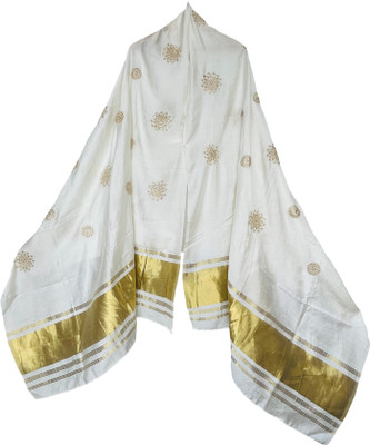 PF CARE Poly Crepe, Silk Blend Embroidered, Floral Print Women Dupatta