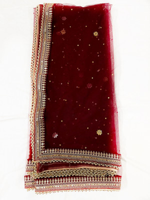 MS CREATIONS Net Embroidered Women Dupatta