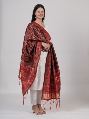 MUFFLY Pure Silk Floral Print Women Dupatta