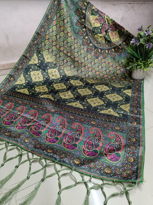 Bloviate Silk Blend Solid, Printed Women Dupatta