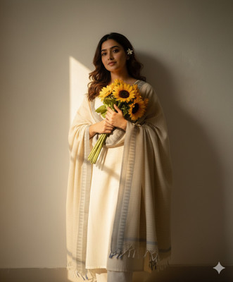 Queen silk Khadi Cotton Solid Women Dupatta