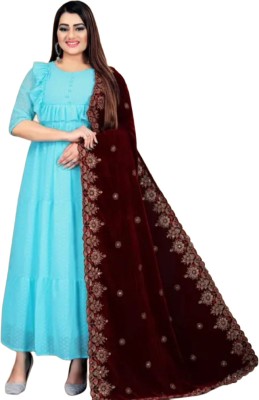 krishna fab studio Velvet Embroidered Women Dupatta