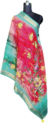 KAHIRAA WHOLETEX Cotton Blend Floral Print Women Dupatta