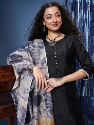 Taavi Cotton Blend Self Design Women Dupatta