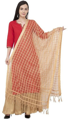 MOEZA Cotton Blend Checkered Women Dupatta