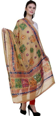 TMT HUB Cotton Blend Embroidered, Embellished Women Dupatta