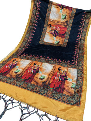 Bloviate Silk Blend Printed, Applique Women Dupatta