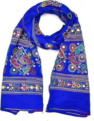 TMT HUB Cotton Blend Embroidered, Embellished Women Dupatta