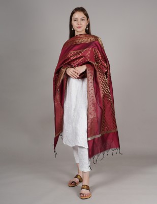 MUFFLY Silk Blend Woven Women Dupatta