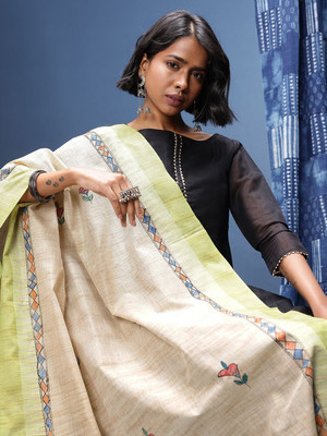 Taavi Cotton Blend Self Design Women Dupatta