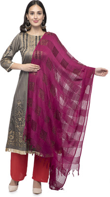 A R SILK Cotton Blend Checkered Women Dupatta