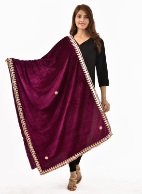 TMT HUB Velvet Embroidered Women Dupatta