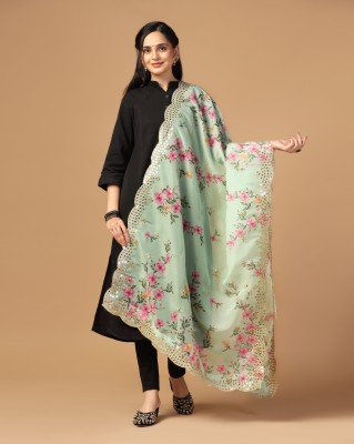 KAHIRAA WHOLETEX Organza Floral Print Women Dupatta