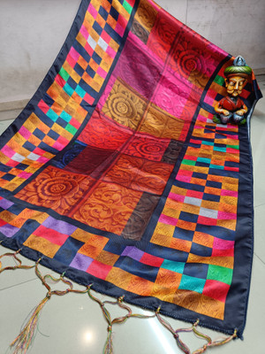 Bloviate Silk Blend Solid, Printed Women Dupatta