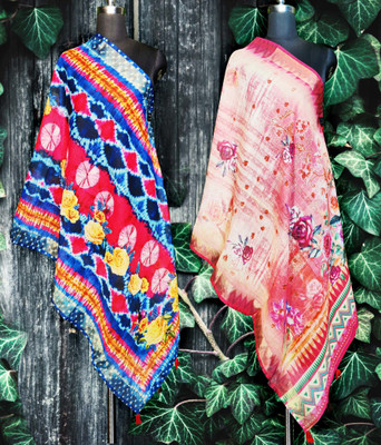 KAHIRAA WHOLETEX Cotton Blend Printed Women Dupatta