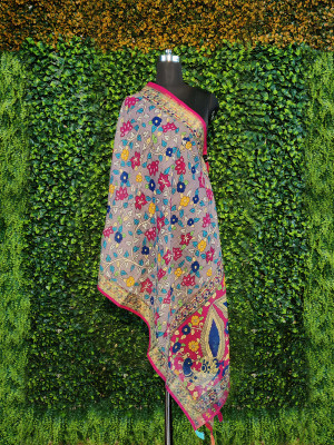 SEIKETSU Linen Blend Floral Print Women Dupatta