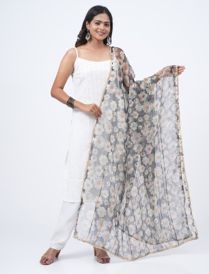 Hella Fashions Organza Floral Print Women Dupatta