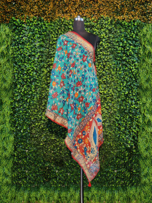 kaizen International Linen Blend Printed Women Dupatta