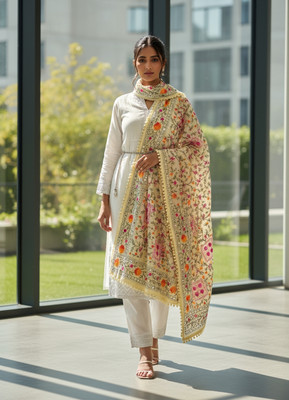 Ohh Calcutta VC Poly Chanderi Embroidered Women Dupatta