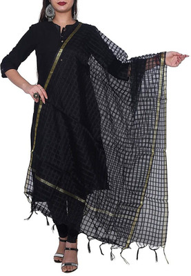 AVINZO Net Checkered Women Dupatta