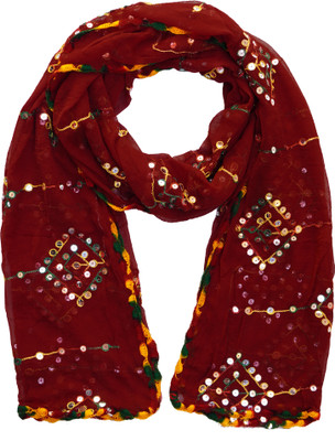 YOUTHQUAKE Chiffon Embroidered, Embellished Women Dupatta