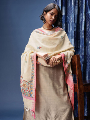Taavi Cotton Blend Self Design Women Dupatta