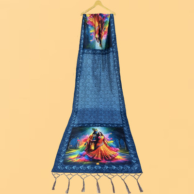 Bloviate Silk Blend Printed, Applique Women Dupatta