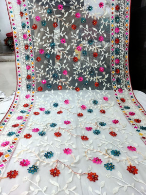 DHARMEE Net Embroidered Women Dupatta