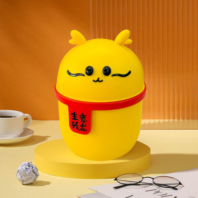 VIXONS Mini Rabbit Storage Bucket for Student Desk Office New Waste Bins Plastic Dustbin(Red, Yellow)