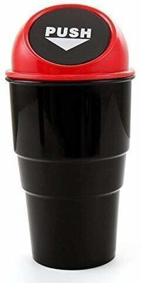Anand Souvenir Portable Durable Universal Traveling Multipurpose Mini Trash Bin Dustbin for Home Tabletop Desktop Office Car Kitchen Bedside Table Multicolor Plastic Dustbin(Red, Black)