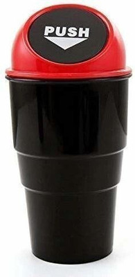 Anand Souvenir Portable Durable Universal Traveling Multipurpose Mini Trash Bin Dustbin for Home Tabletop Desktop Office Car Kitchen Bedside Table Multicolor Plastic Dustbin(Red, Black)