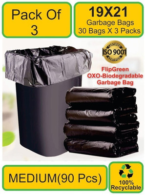CARTLOG OXO-BioDegradeable Garbage Bag (19X21 Inch) Black Pack Of 3 RollsDustbin Plastic Dustbin(Black, Pack of 3)