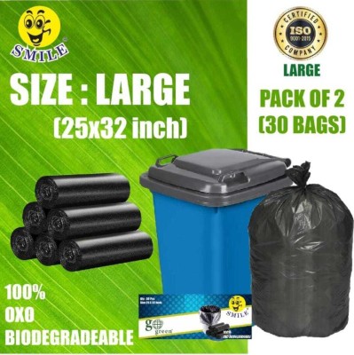 Ragoho Premium OXO - Biodegradable Garbage Bags 24*32 Inch Large Size Bag For (15 BAG Plastic Dustbin(Black, Pack of 2)