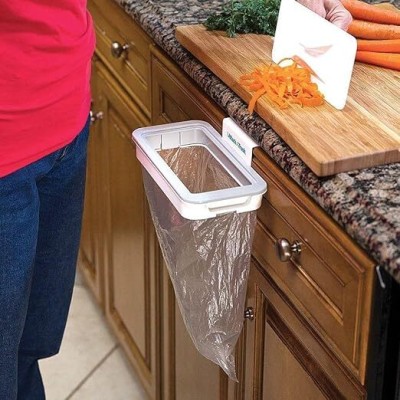 VIVRA Attach A Trash Portable Hanging Trash Bag Holder for Garbage in Kitchen Plastic Dustbin(White, Grey)